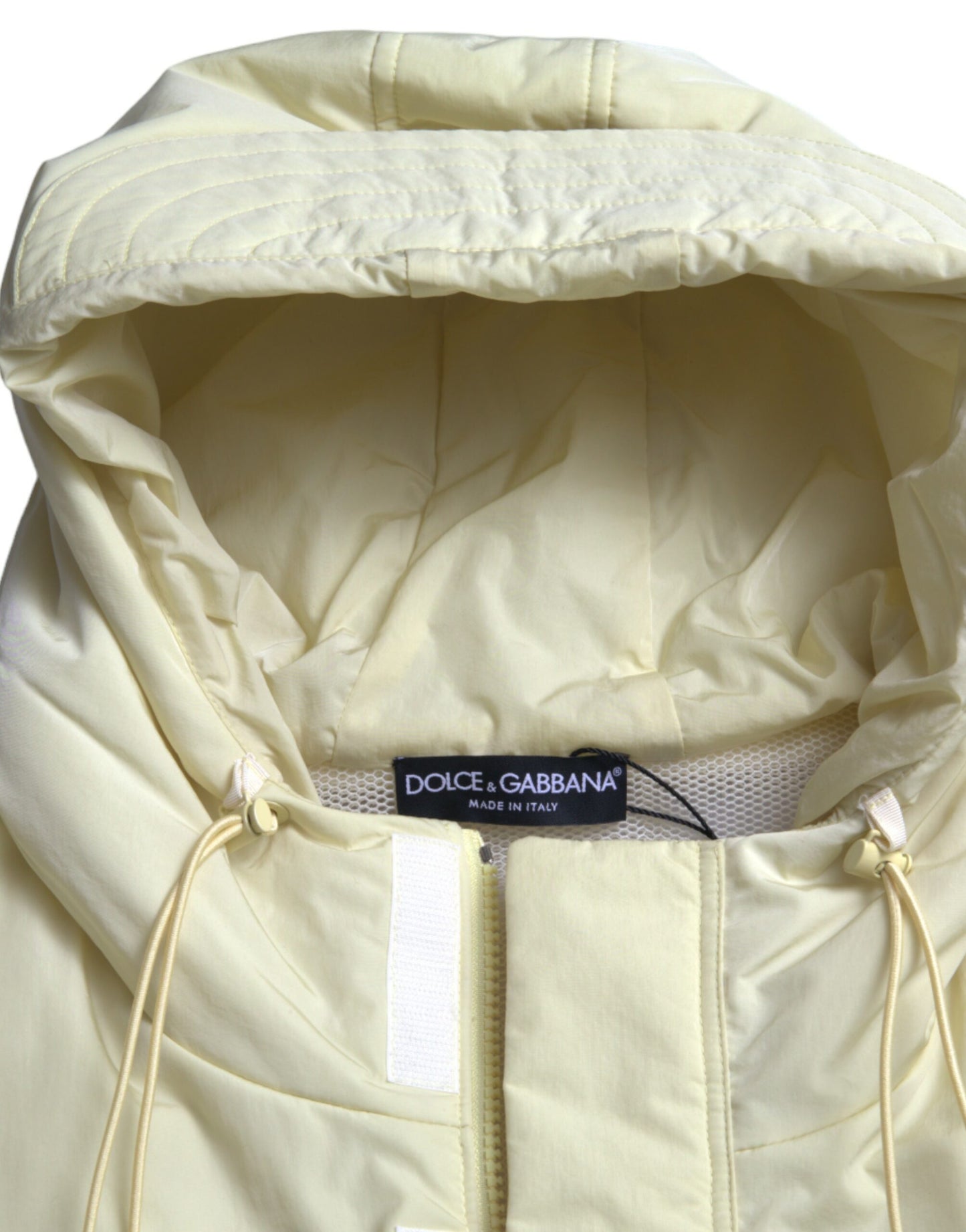 Yellow Nylon Hooded Sportswear Vest Jacket-Dolce & Gabbana-LabelTerrace.com