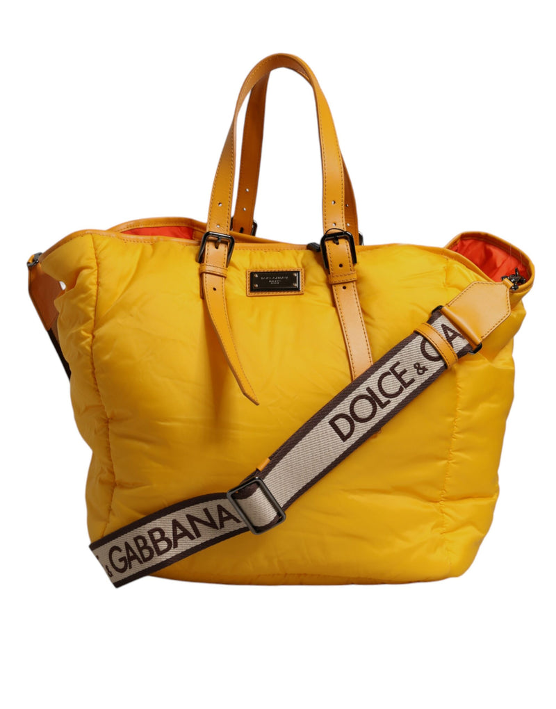 Yellow Orange Nylon Logo Plaque Hand Shoulder Duffle Bag-Dolce & Gabbana-LabelTerrace.com
