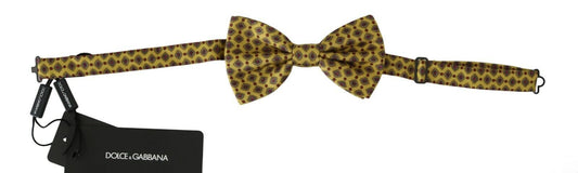 Yellow Pattern Silk Adjustable Neck Tie-Dolce & Gabbana-LabelTerrace.com
