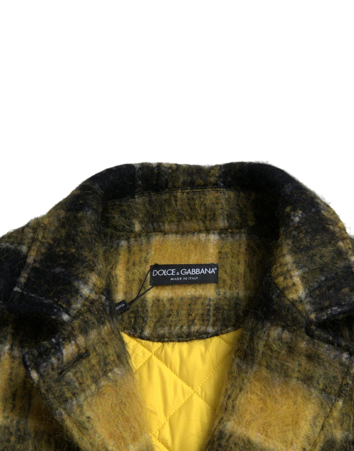 Yellow Plaid Long Sleeve Casual Coat Jacket-Dolce & Gabbana-LabelTerrace.com