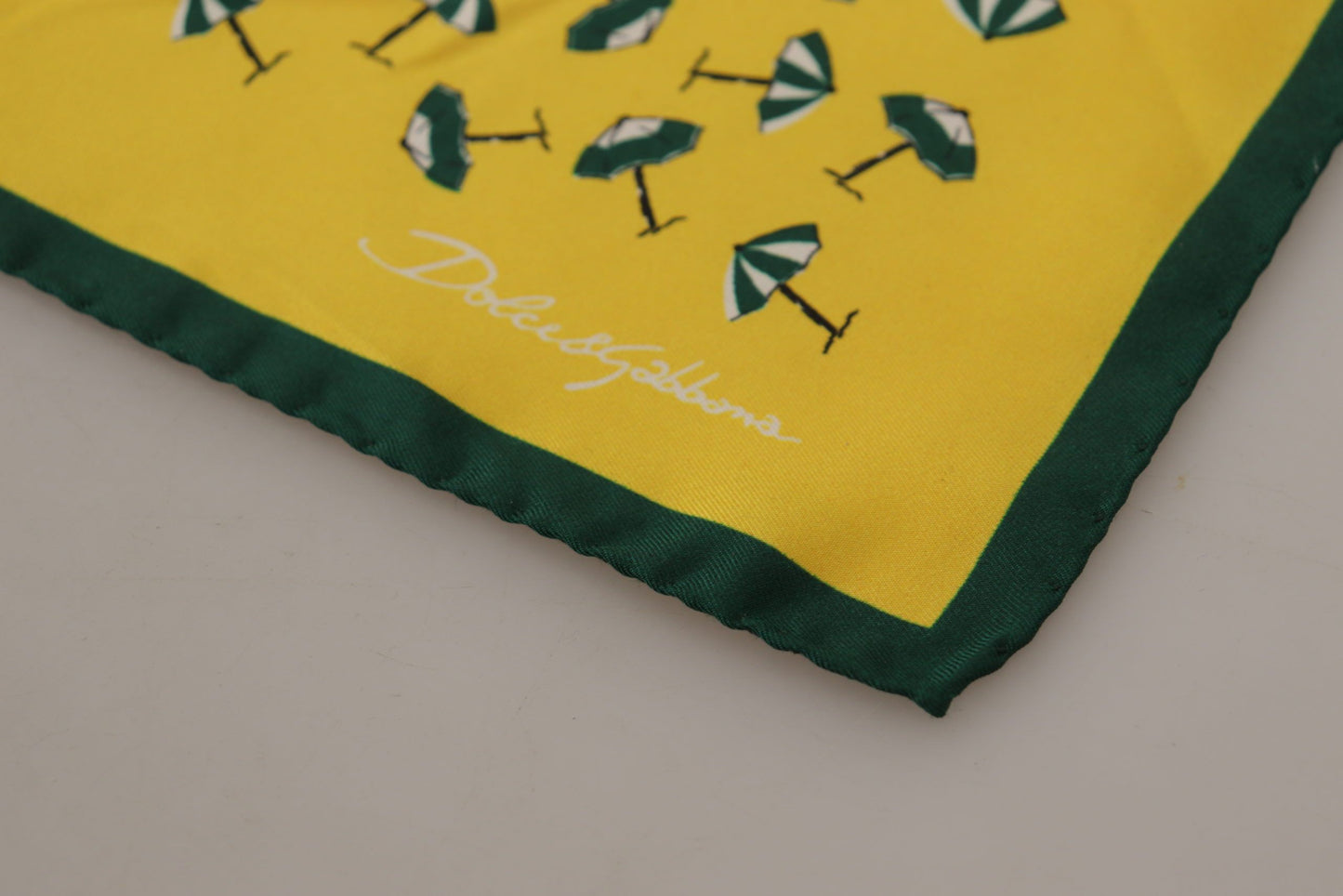 Yellow Printed DG Logo Square Mens Handkerchief Scarf-Dolce & Gabbana-LabelTerrace.com