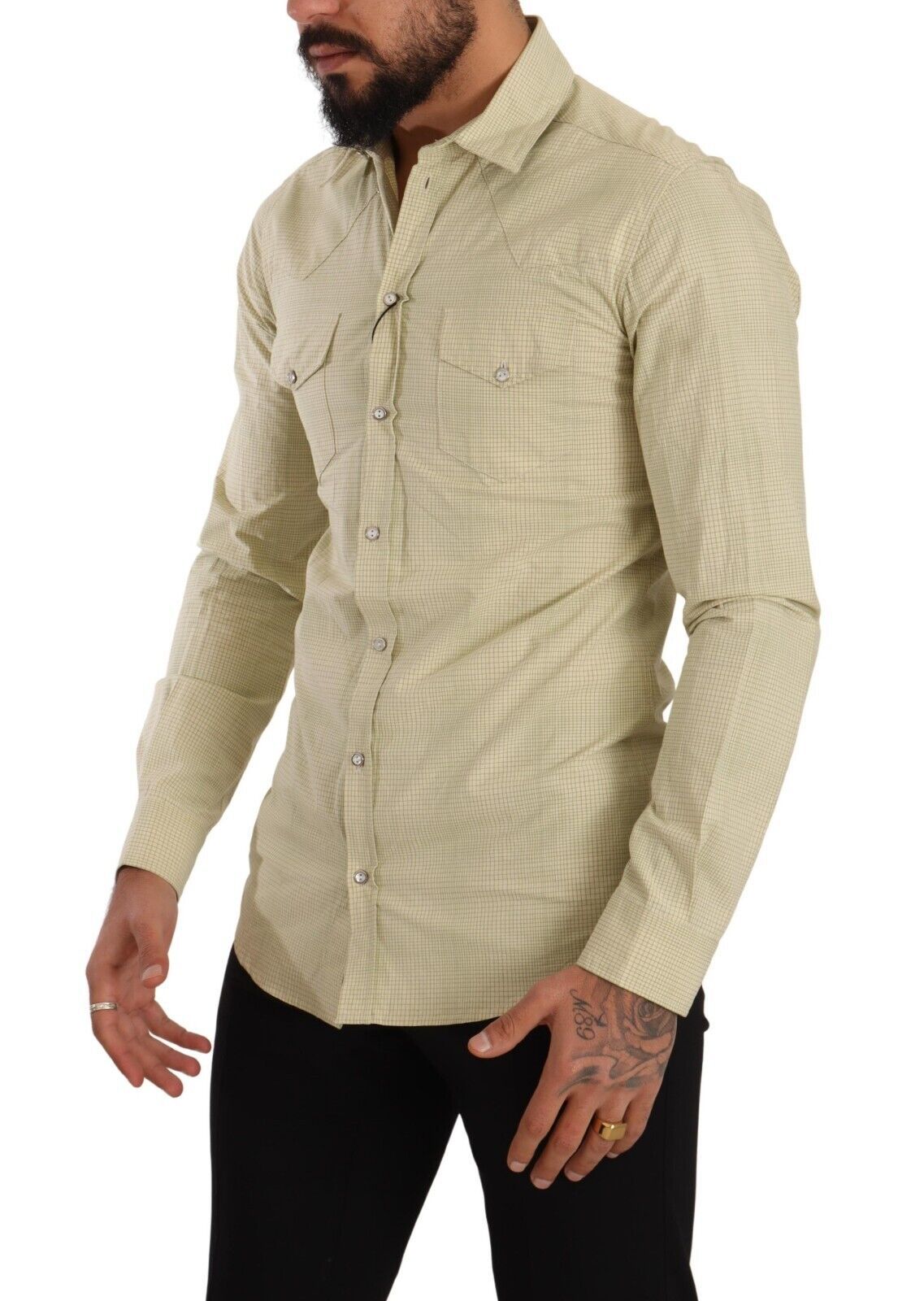 Yellow SICILIA Cotton Casual Slim Fit Shirt-Dolce & Gabbana-LabelTerrace.com