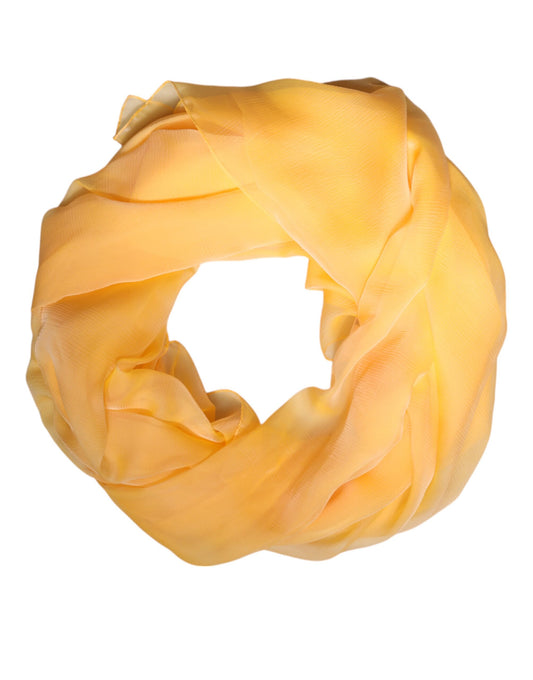 Yellow Silk Rectangle Wrap Shawl Scarf-Dolce & Gabbana-LabelTerrace.com