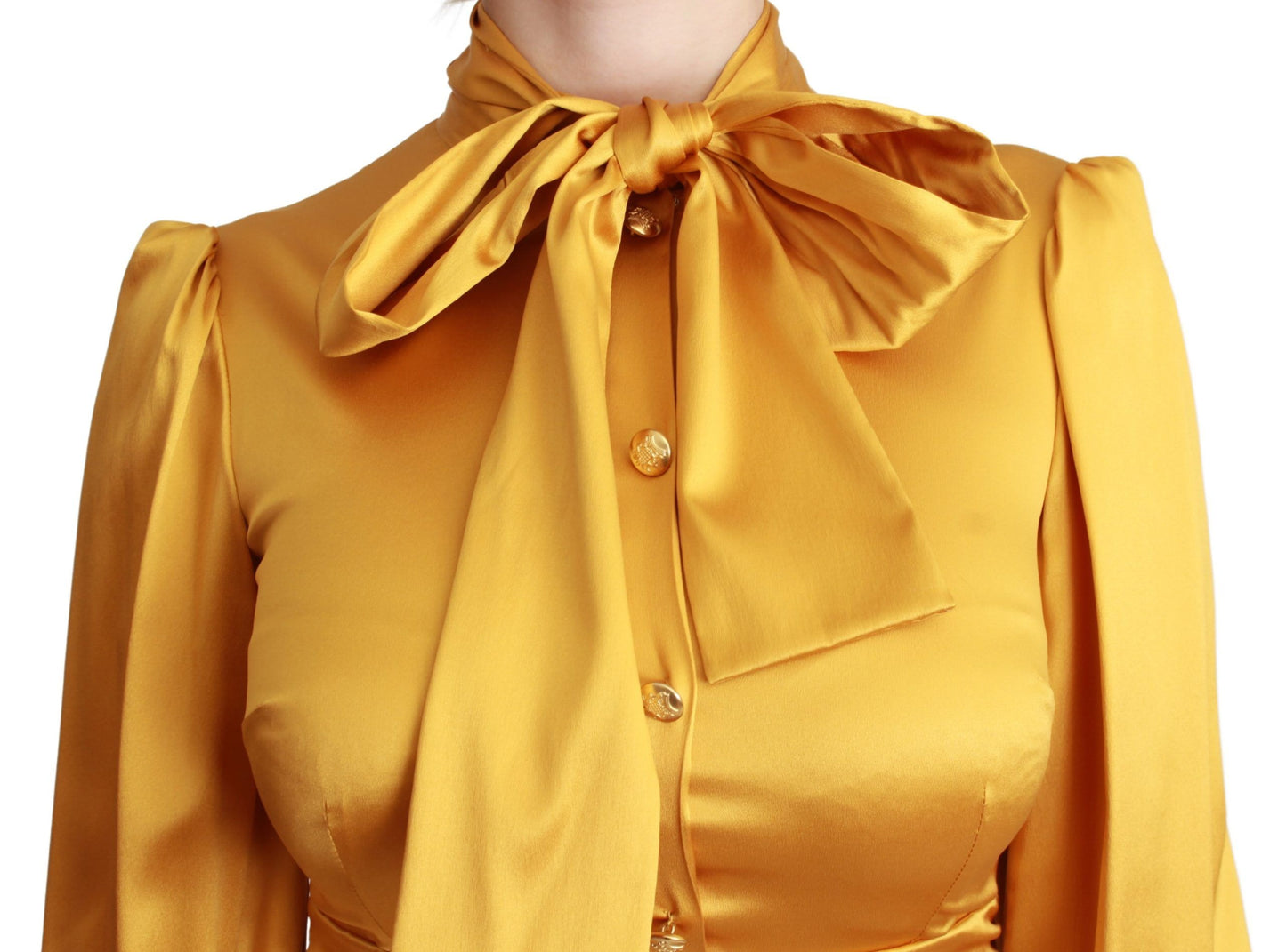 Yellow Silk Stretch Sheath Bodycon Mini Dress-Dolce & Gabbana-LabelTerrace.com