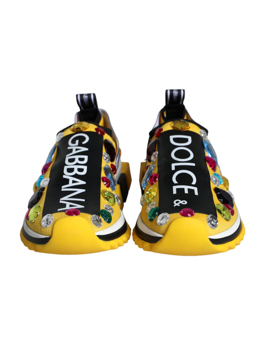 Yellow Sorrento Crystals Sneakers Womens Shoes-Dolce & Gabbana-LabelTerrace.com