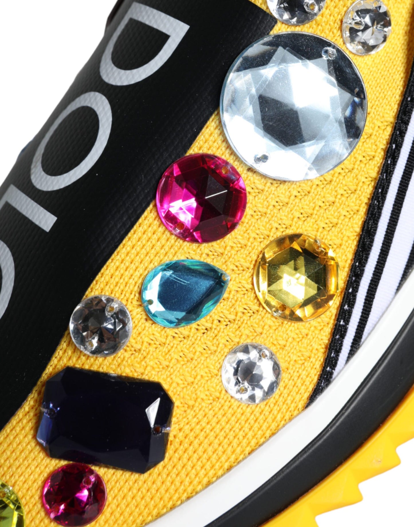Yellow Sorrento Crystals Sneakers Womens Shoes-Dolce & Gabbana-LabelTerrace.com