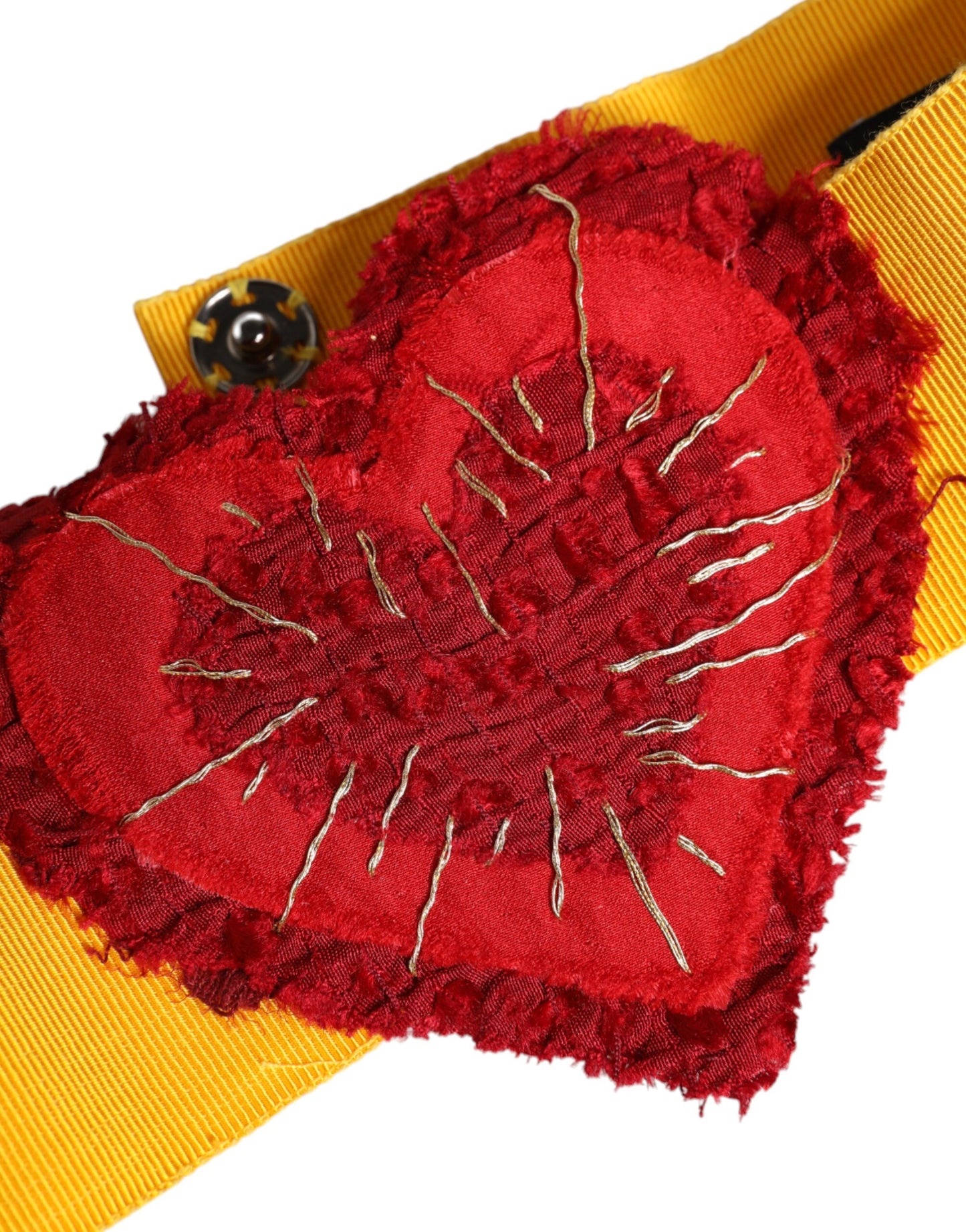 Yellow Stretch Wide Waist Heart Embellished Belt-Dolce & Gabbana-LabelTerrace.com