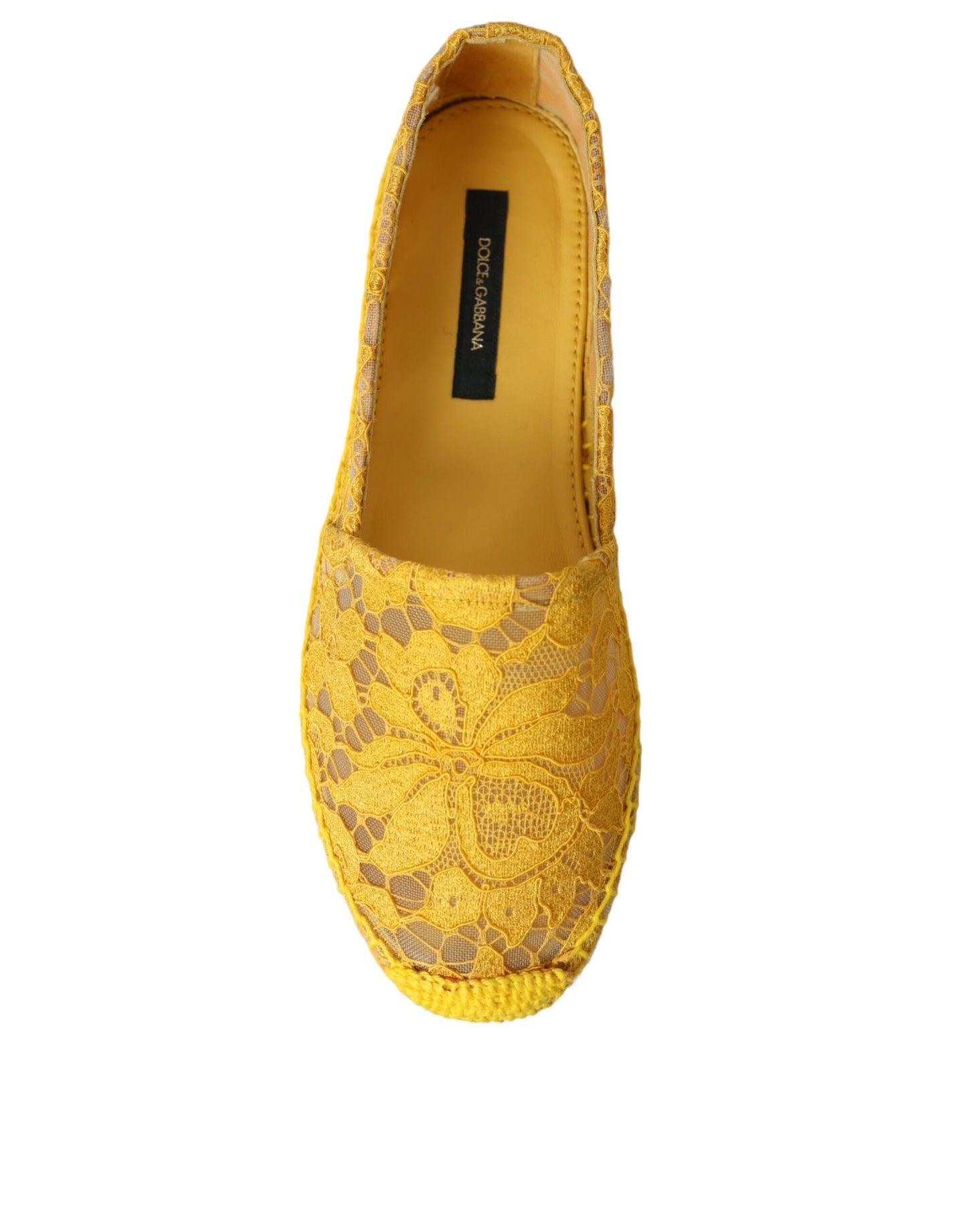 Yellow Taormina Lace Espadrille Loafers Flats Shoes-Dolce & Gabbana-LabelTerrace.com