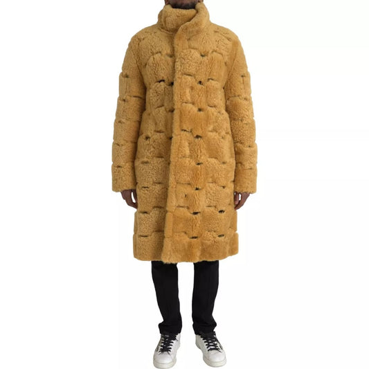 Yellow Wool Long Teddy Coat Jacket-Bottega Veneta-LabelTerrace.com
