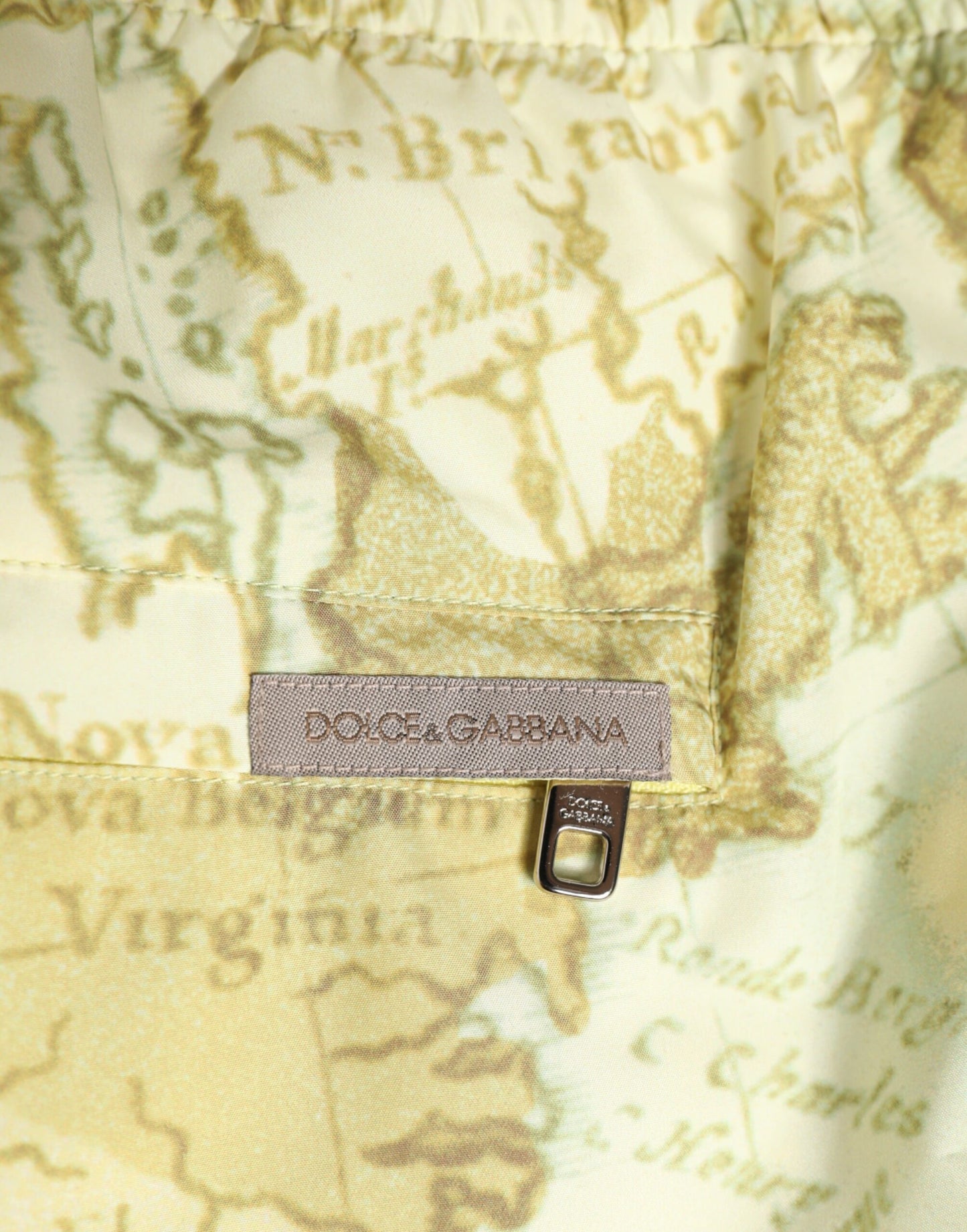 Yellow World Map Polyester Elastic Waistband Swimwear-Dolce & Gabbana-LabelTerrace.com