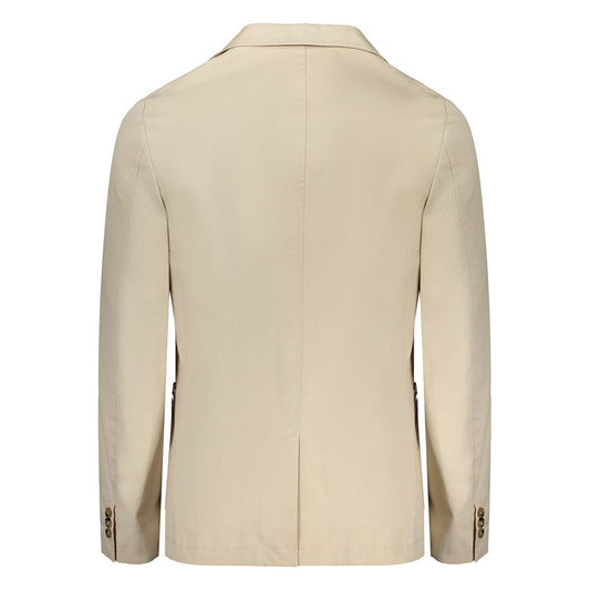 Beige Cotton Men Jacket-Guess Jeans-LabelTerrace.com
