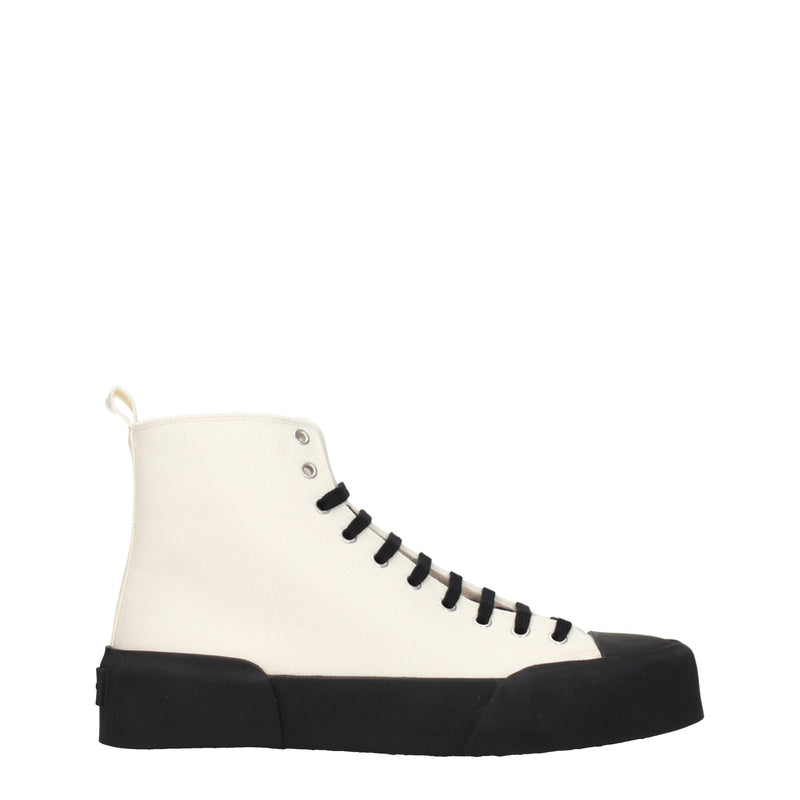 Beige Fabric High Top Sneakers-Jil Sander-LabelTerrace.com