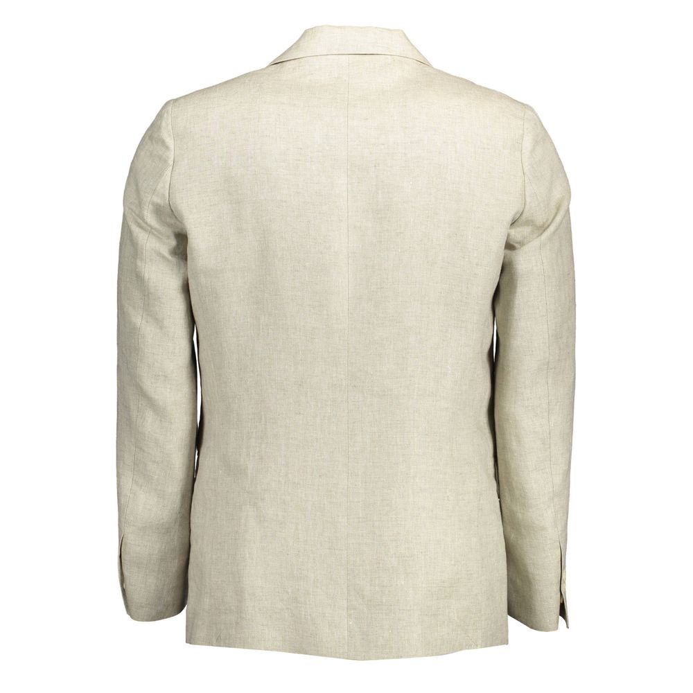Beige Linen Men Jacket-Gant-LabelTerrace.com