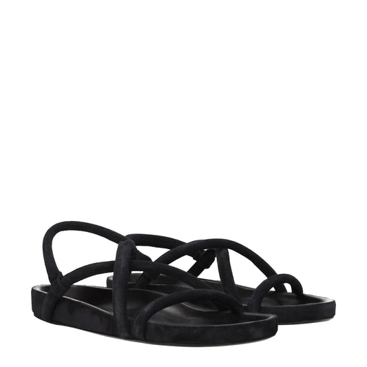 Black Leather Flat Sandals-Isabel Marant-LabelTerrace.com