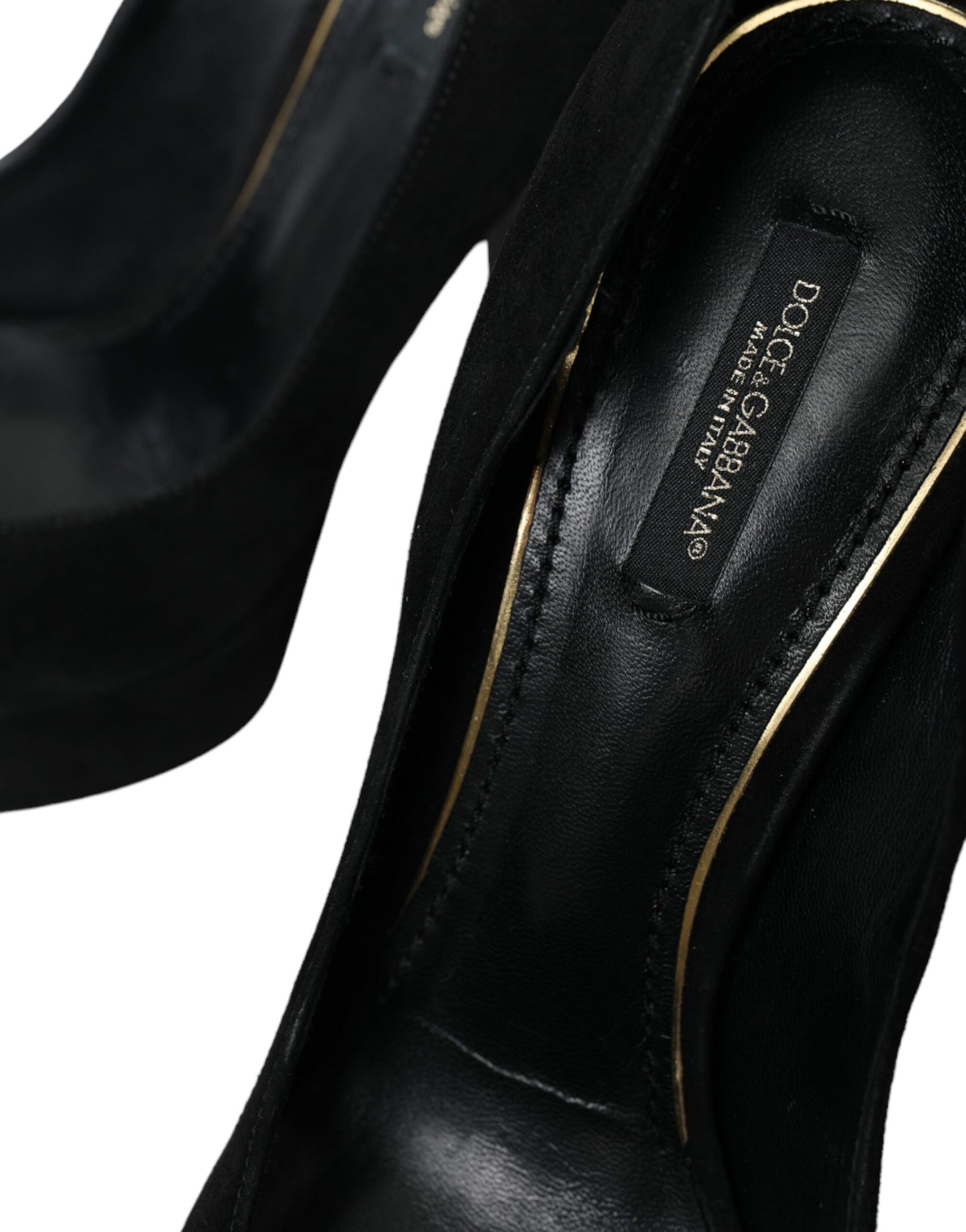 Black Suede Leather Platform Heel Pumps Shoes-Dolce & Gabbana-LabelTerrace.com