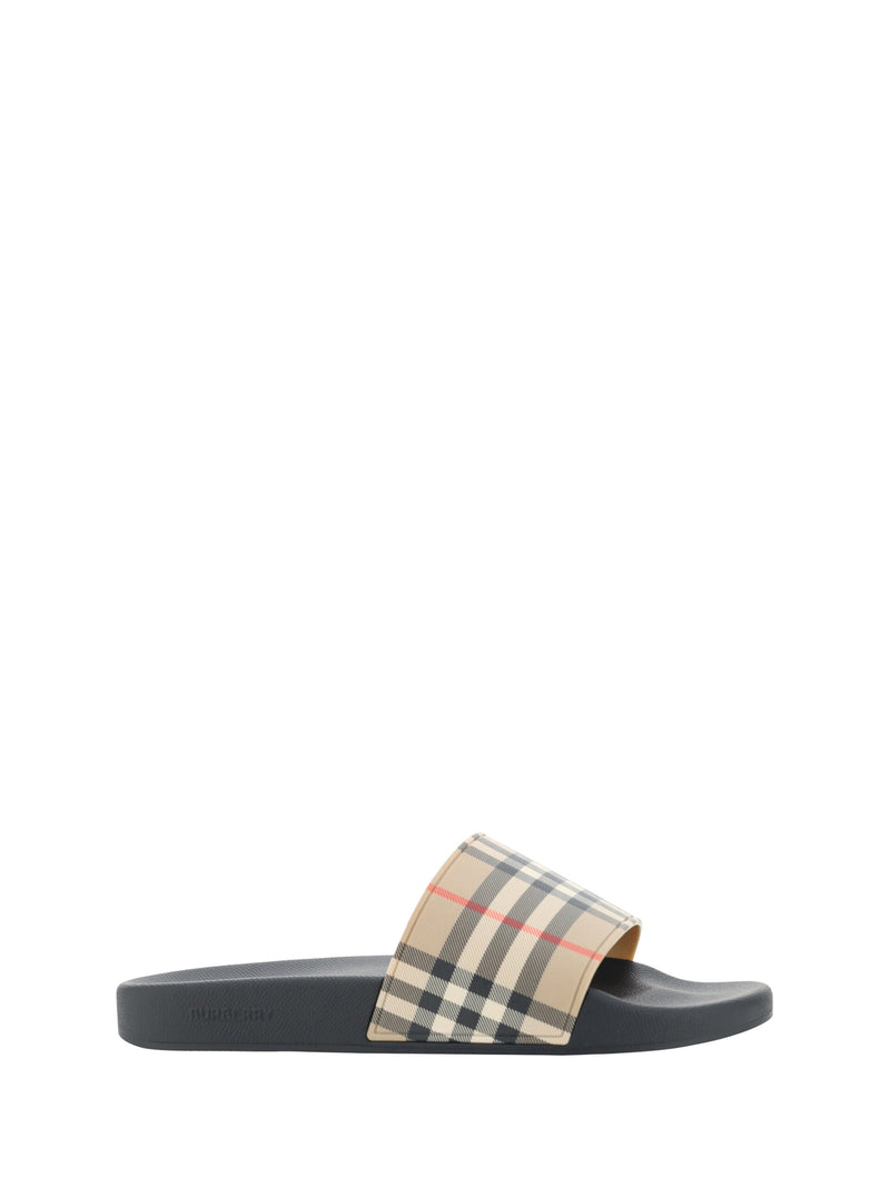 Brown Rubber Slides Sandals-Burberry-LabelTerrace.com