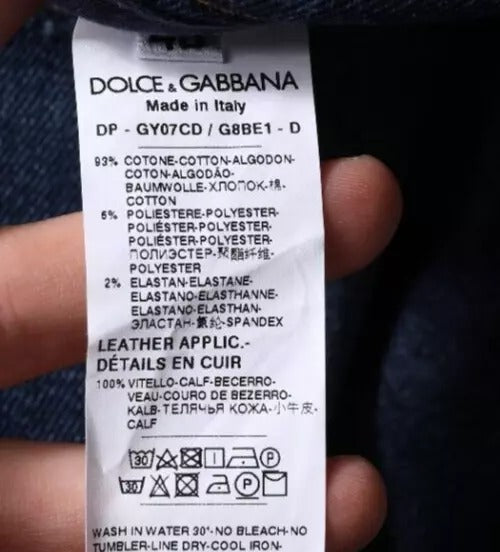 Dark Blue Cotton Logo Skinny Denim Jeans-Dolce & Gabbana-LabelTerrace.com