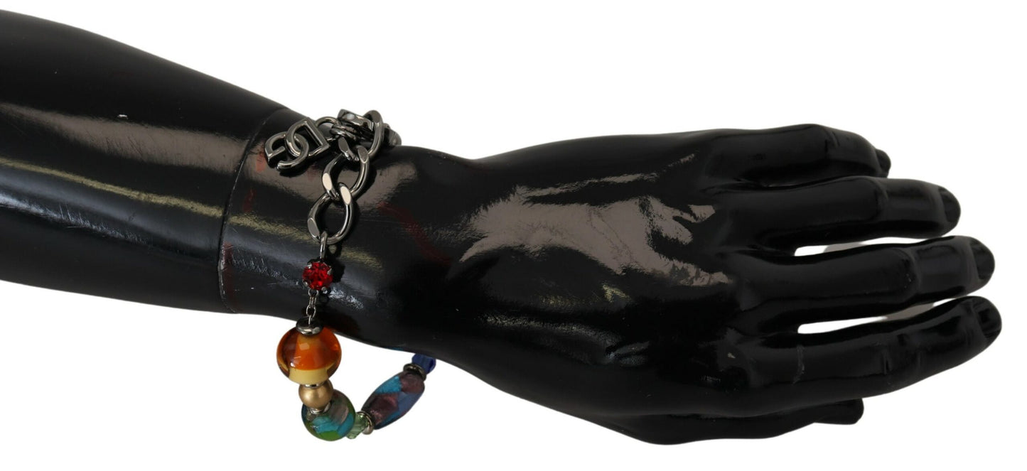multicolor Silver Chain Brass Beaded Lobster Clasp Bracelet-Dolce & Gabbana-LabelTerrace.com