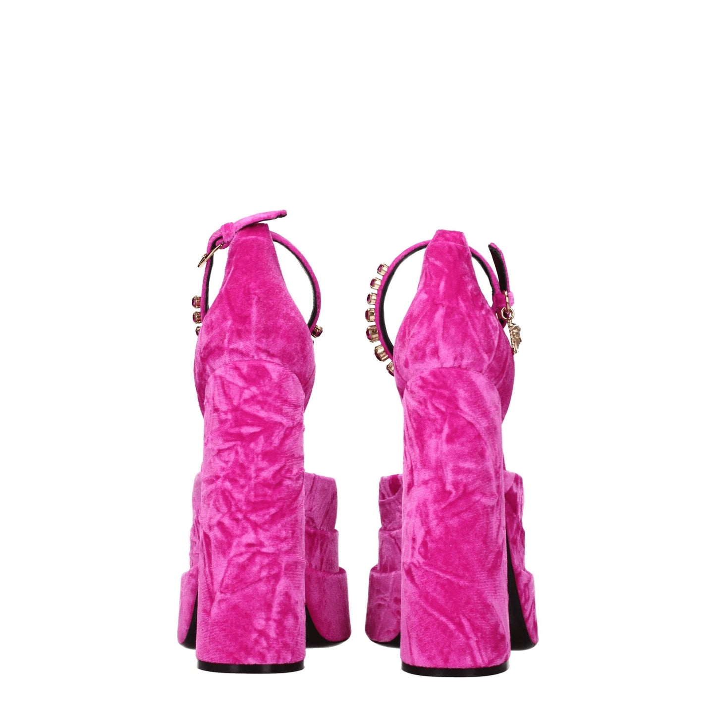 Pink Velvet Platform Sandals-Versace-LabelTerrace.com