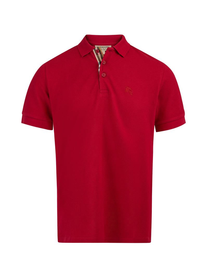 Red Cotton Collared Polo Shirt-Burberry-LabelTerrace.com