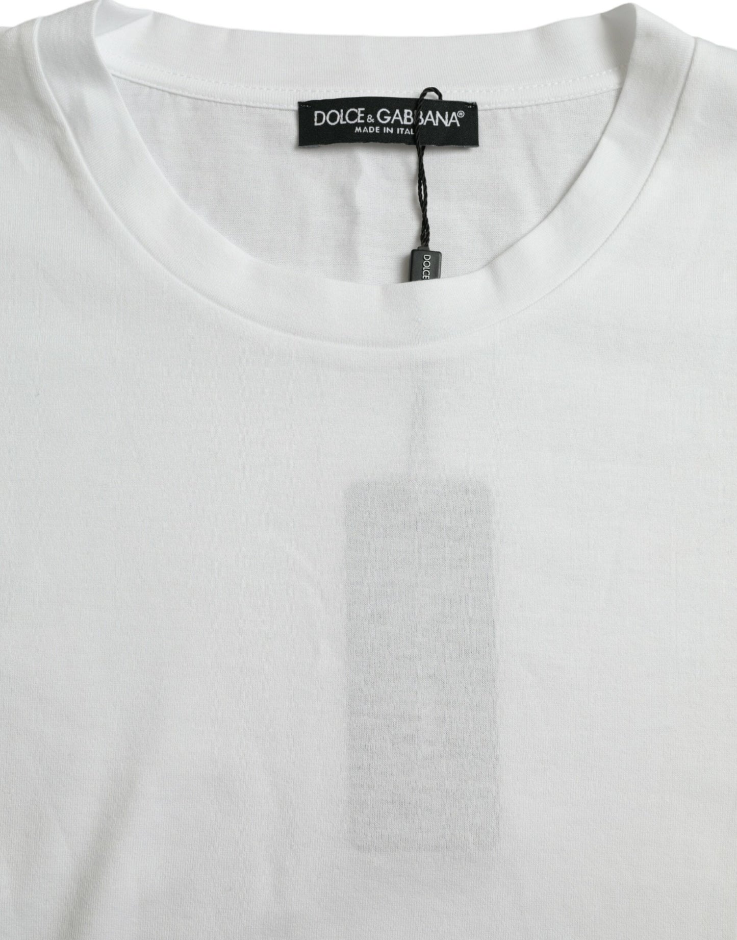 White Cotton Short Sleeves Crewneck T-shirt-Dolce & Gabbana-LabelTerrace.com