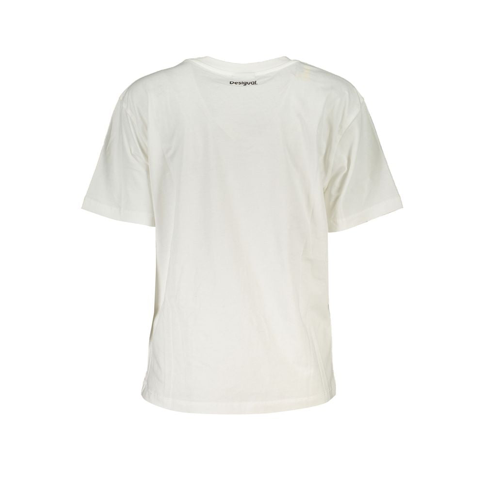 White Cotton Women T-Shirt-Desigual-LabelTerrace.com