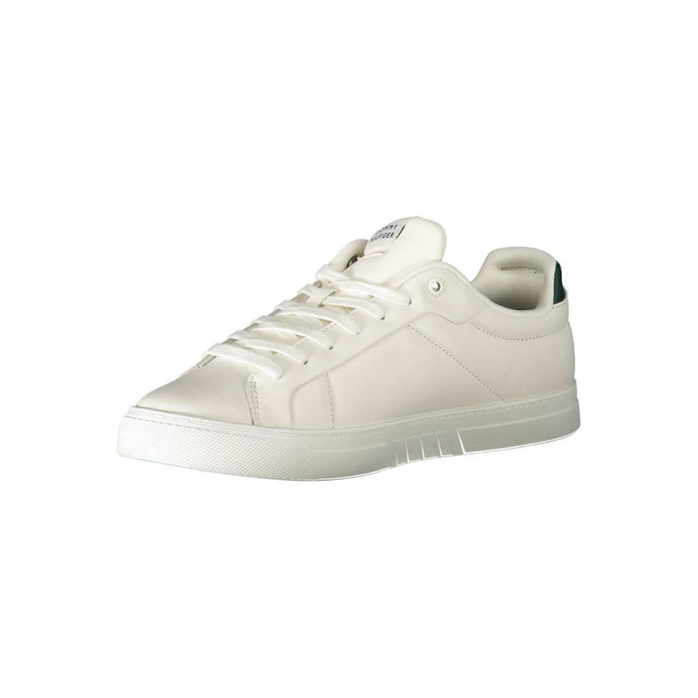 White Leather Men Sneaker-Tommy Hilfiger-LabelTerrace.com