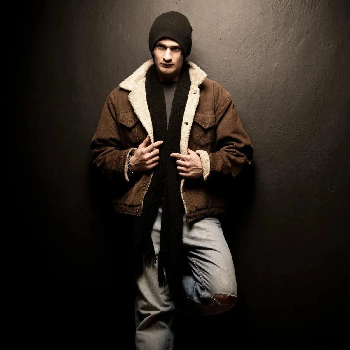 Structured black designer jacket layered for the season — contemporary outerwear from LabelTerrace Men’s Edit.