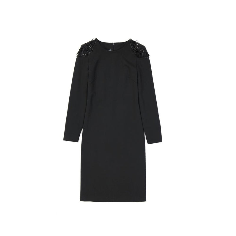 Black Elastane Casual Dress