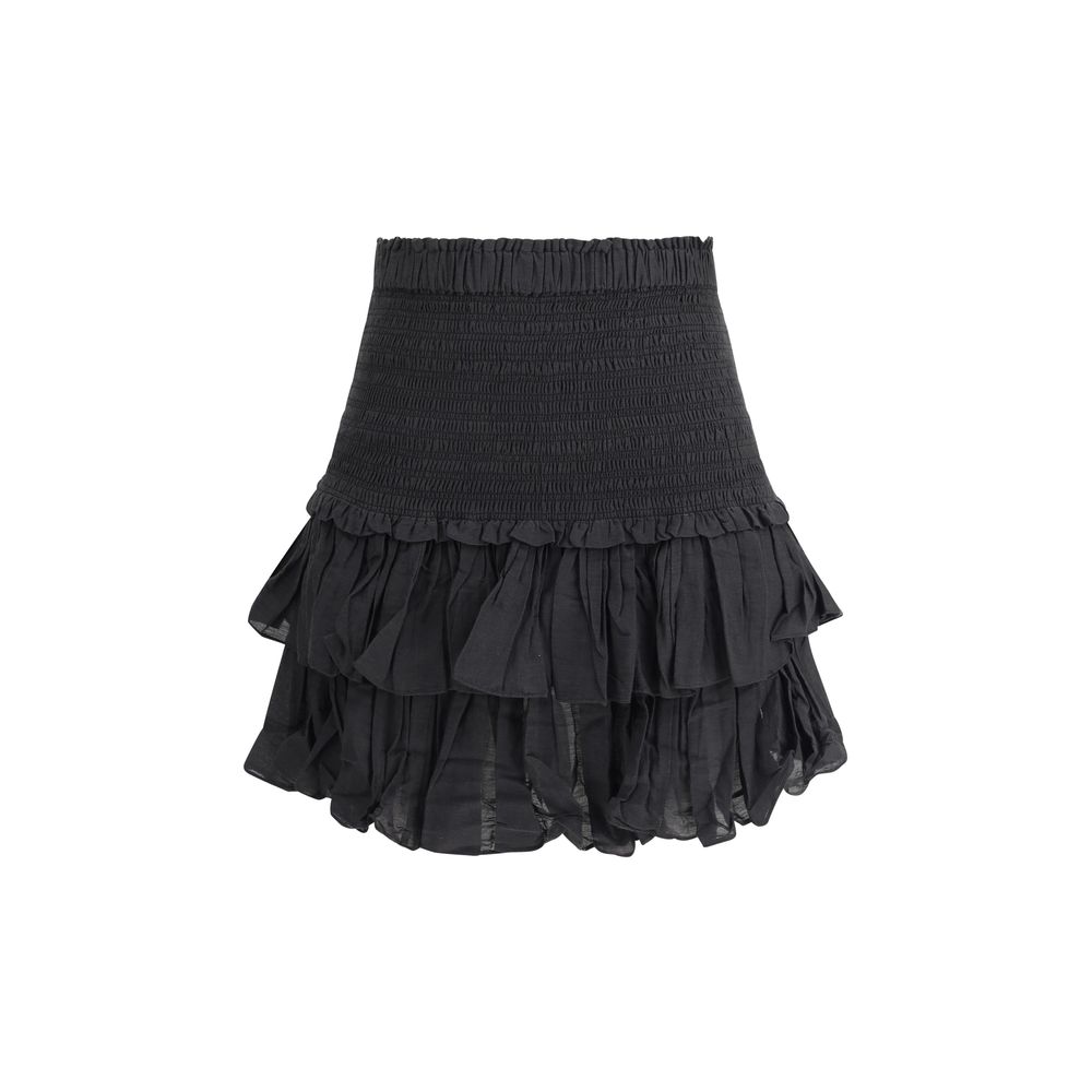 Black Cotton Mini Skirt