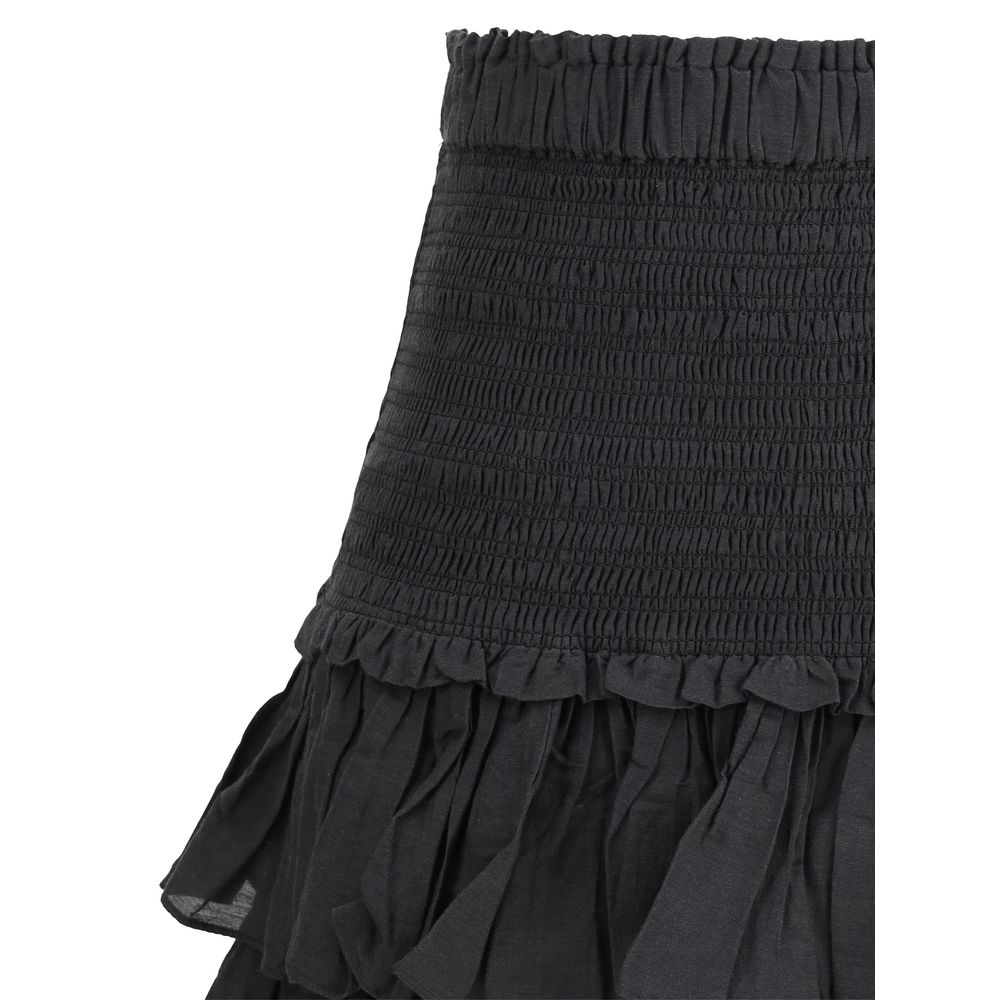 Black Cotton Mini Skirt