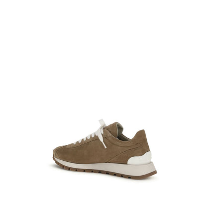 Beige Calf Leather Bos Taurus Platform Sneakers