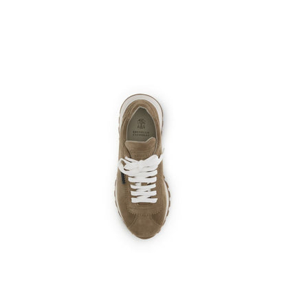 Beige Calf Leather Bos Taurus Platform Sneakers