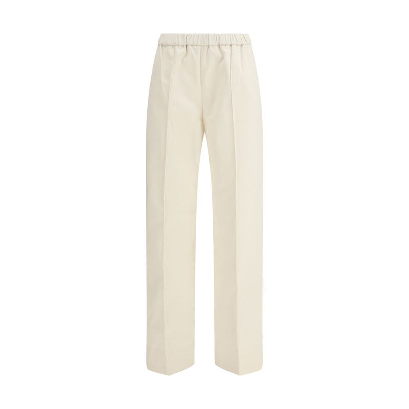 Beige Cotton Casual Pants