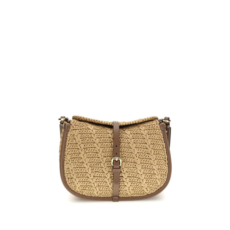 Beige Raffia Shoulder Bag