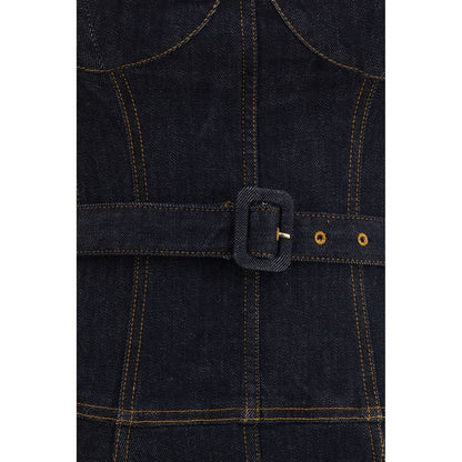 Blue Cotton Casual Dress