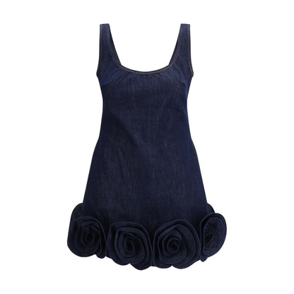 Blue Cotton Casual Dress