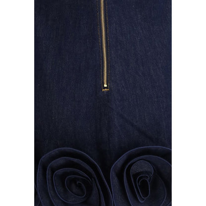 Blue Cotton Casual Dress