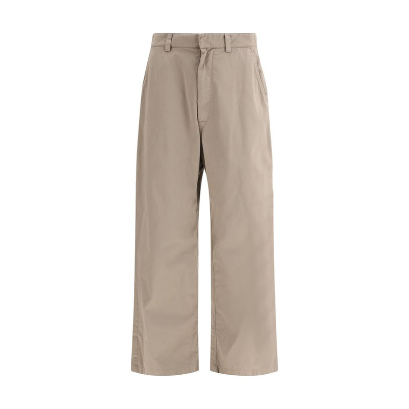 Beige Cotton Casual Pants