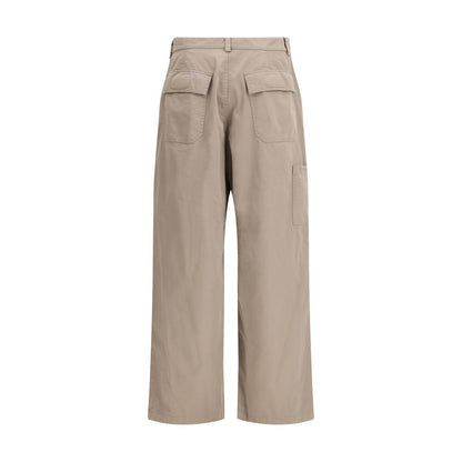 Beige Cotton Casual Pants
