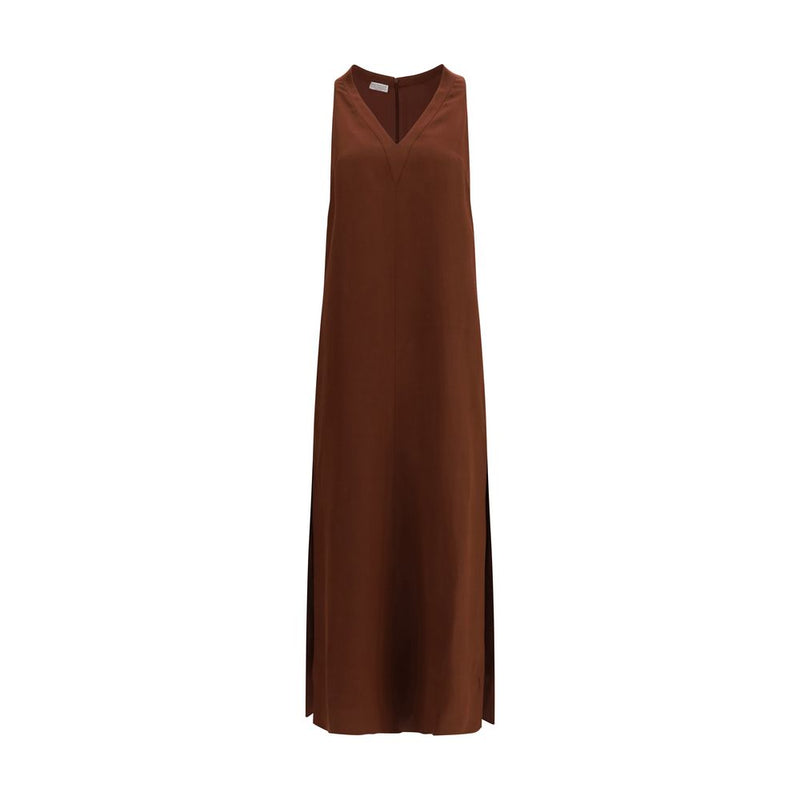 Brown Viscose Casual Dress