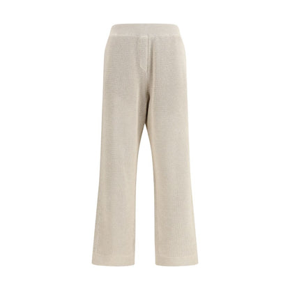 Beige Cotton Casual Pants