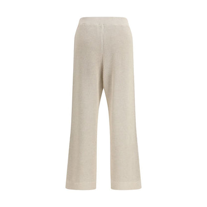 Beige Cotton Casual Pants