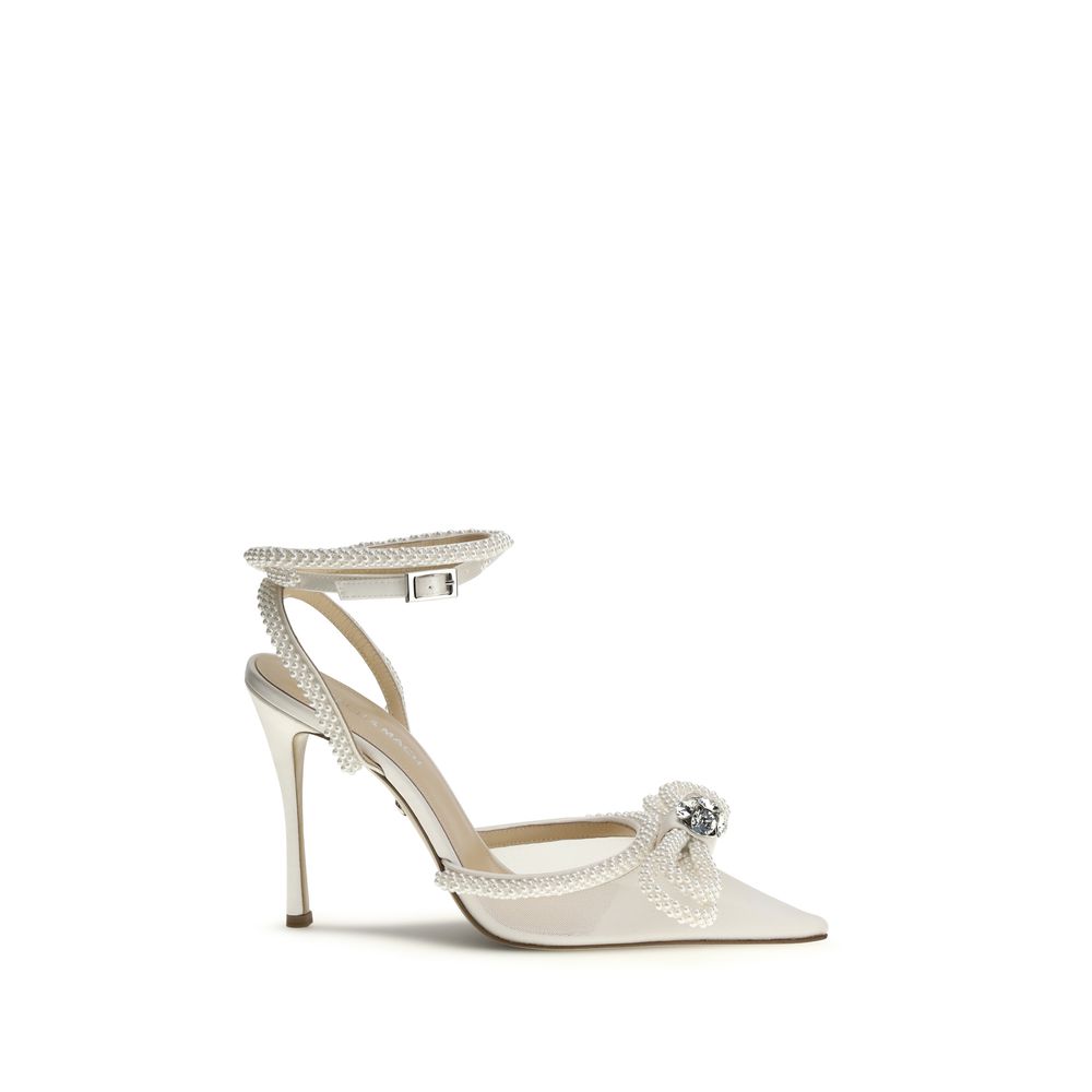 White Silk High Heel Pumps