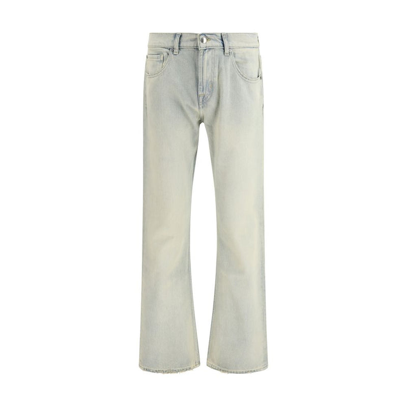Beige Cotton Bootcut Jeans