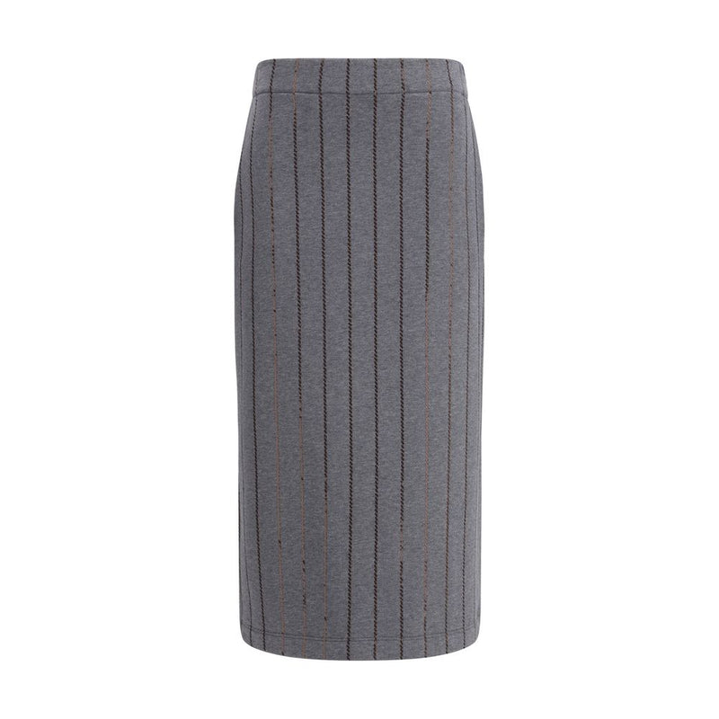 Gray Cotton Midi Skirt