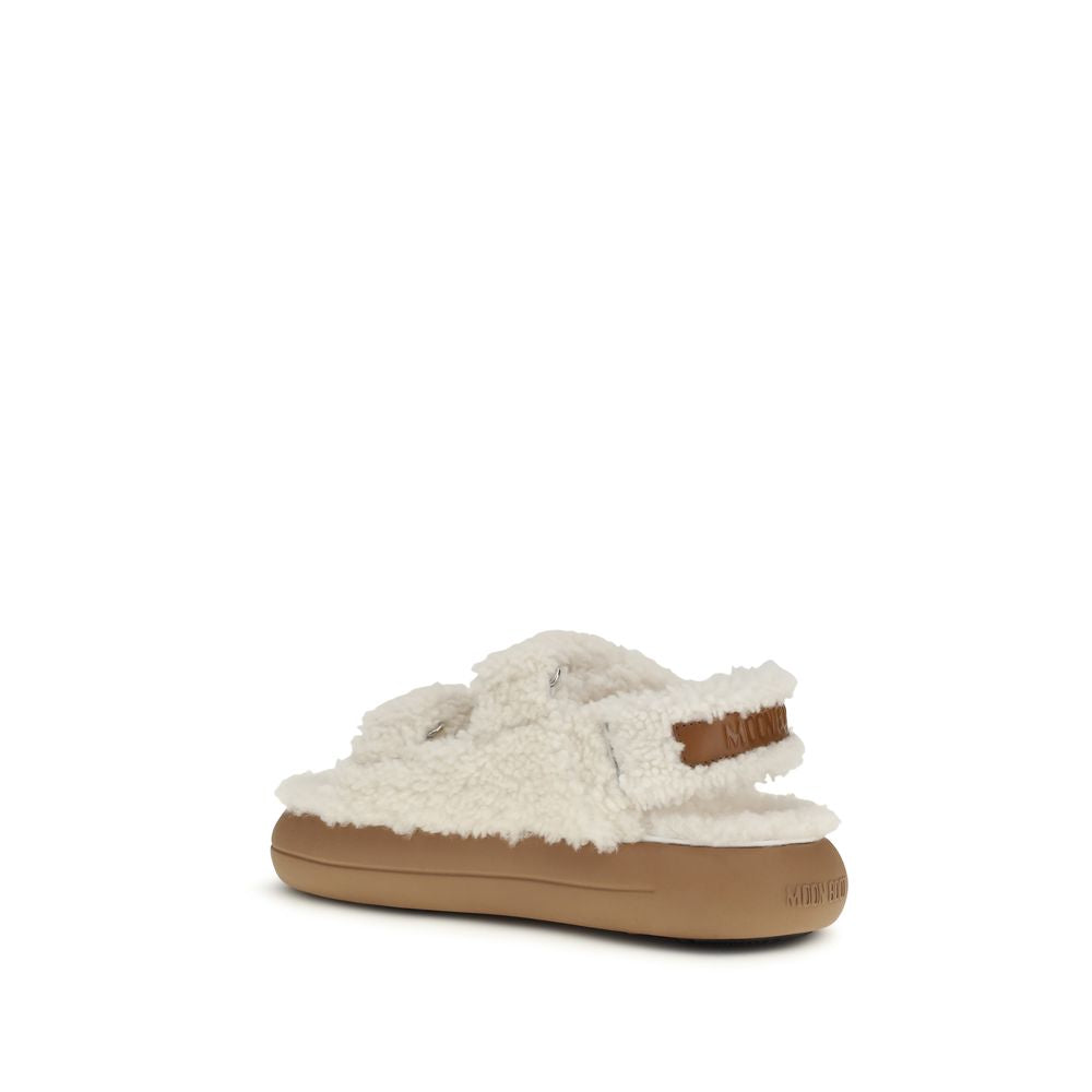 White Calf Leather Bos Taurus Flat Sandals