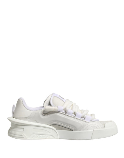 White Calfskin Leather Low Top Sneakers Shoes