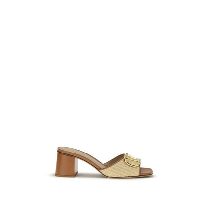 Beige Calf Leather Bos Taurus Platform Sandals