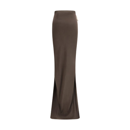 Brown Cotton Long Skirt